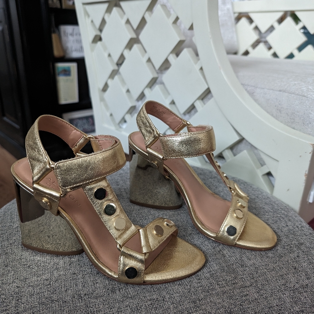 Halston Heritage gold Mica heels